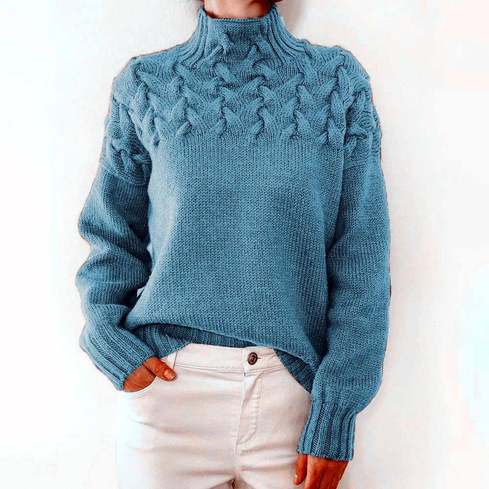 Fashion Cable Braided Turtleneck Sweater