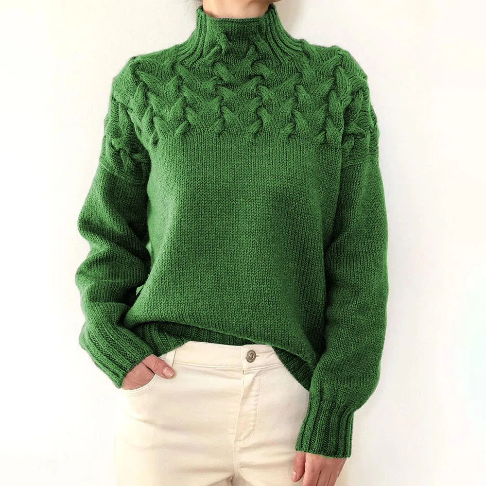 Fashion Cable Braided Turtleneck Sweater