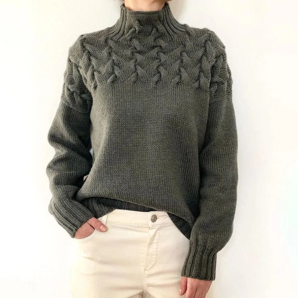 Fashion Cable Braided Turtleneck Sweater