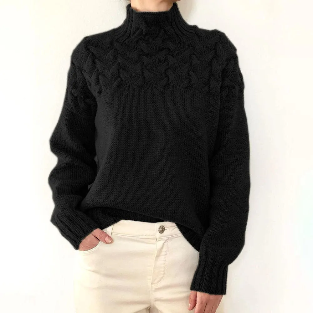 Fashion Cable Braided Turtleneck Sweater
