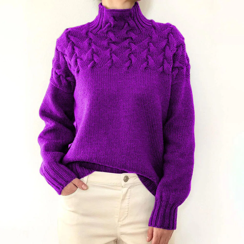Fashion Cable Braided Turtleneck Sweater
