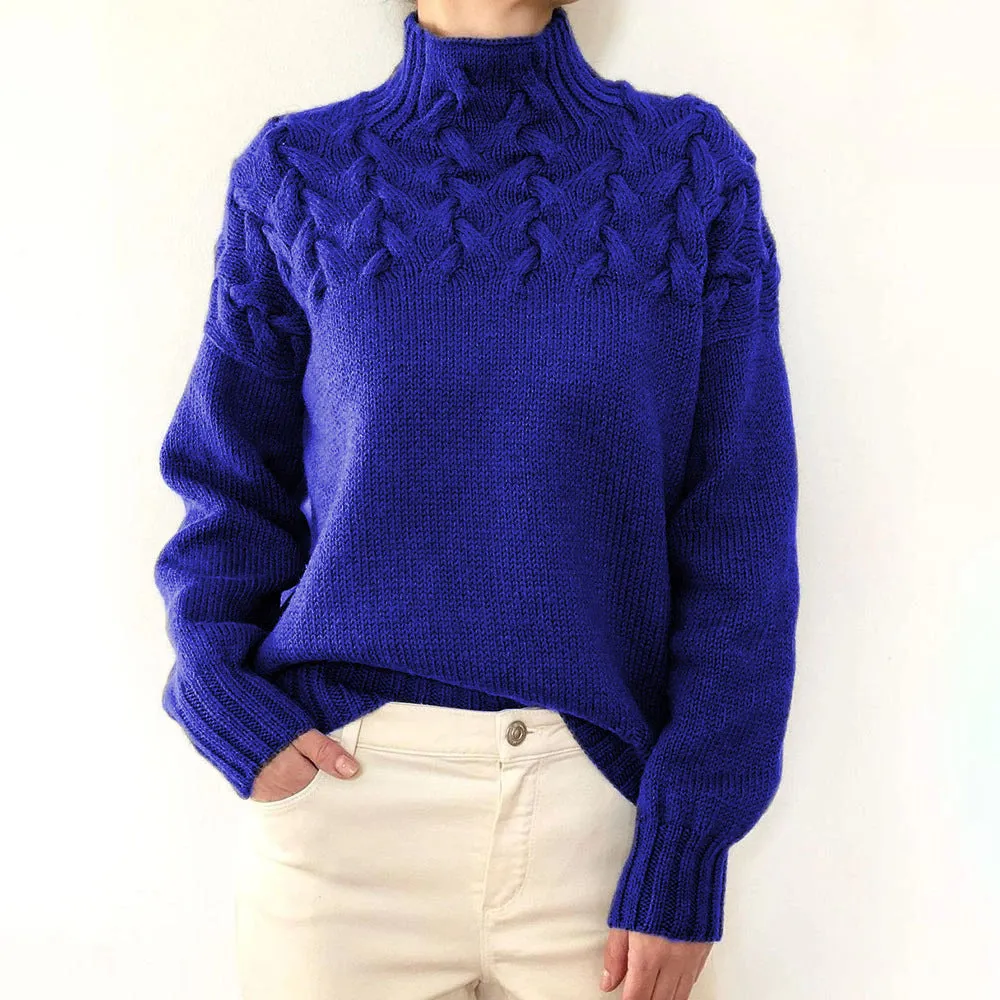Fashion Cable Braided Turtleneck Sweater