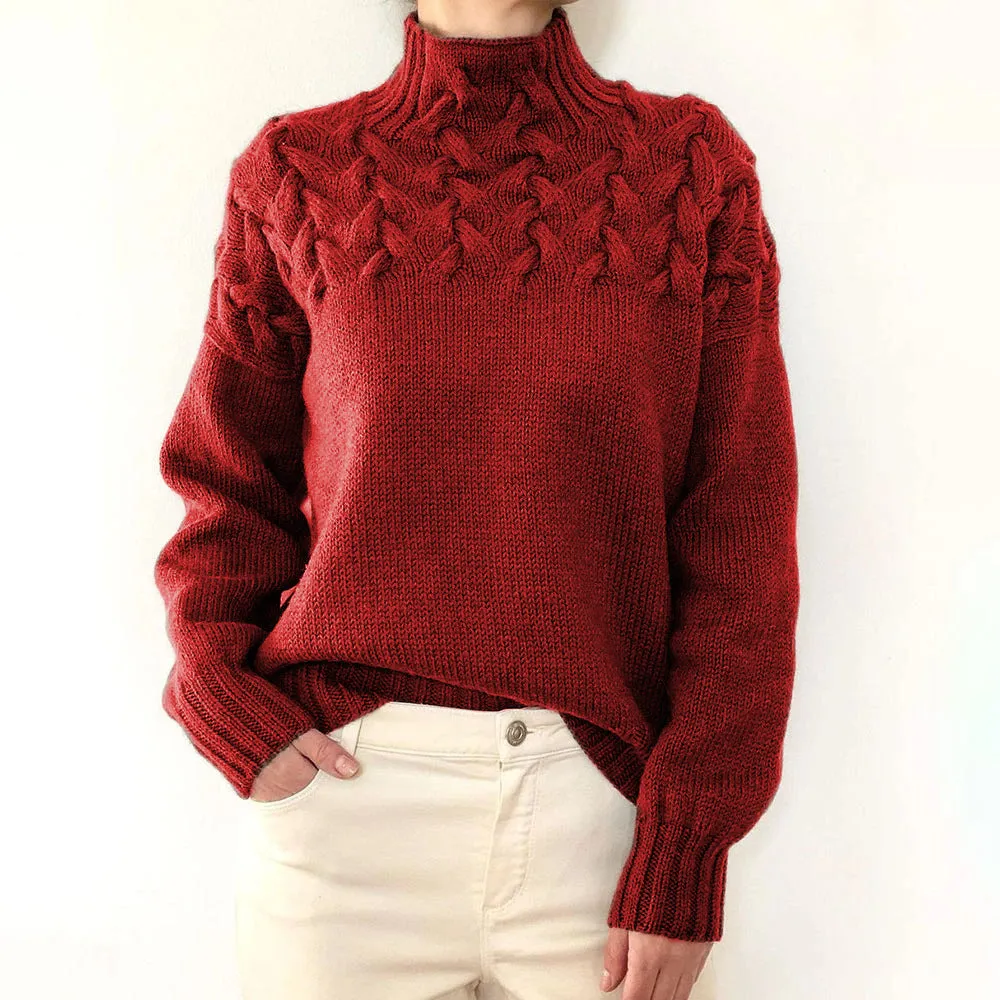 Fashion Cable Braided Turtleneck Sweater