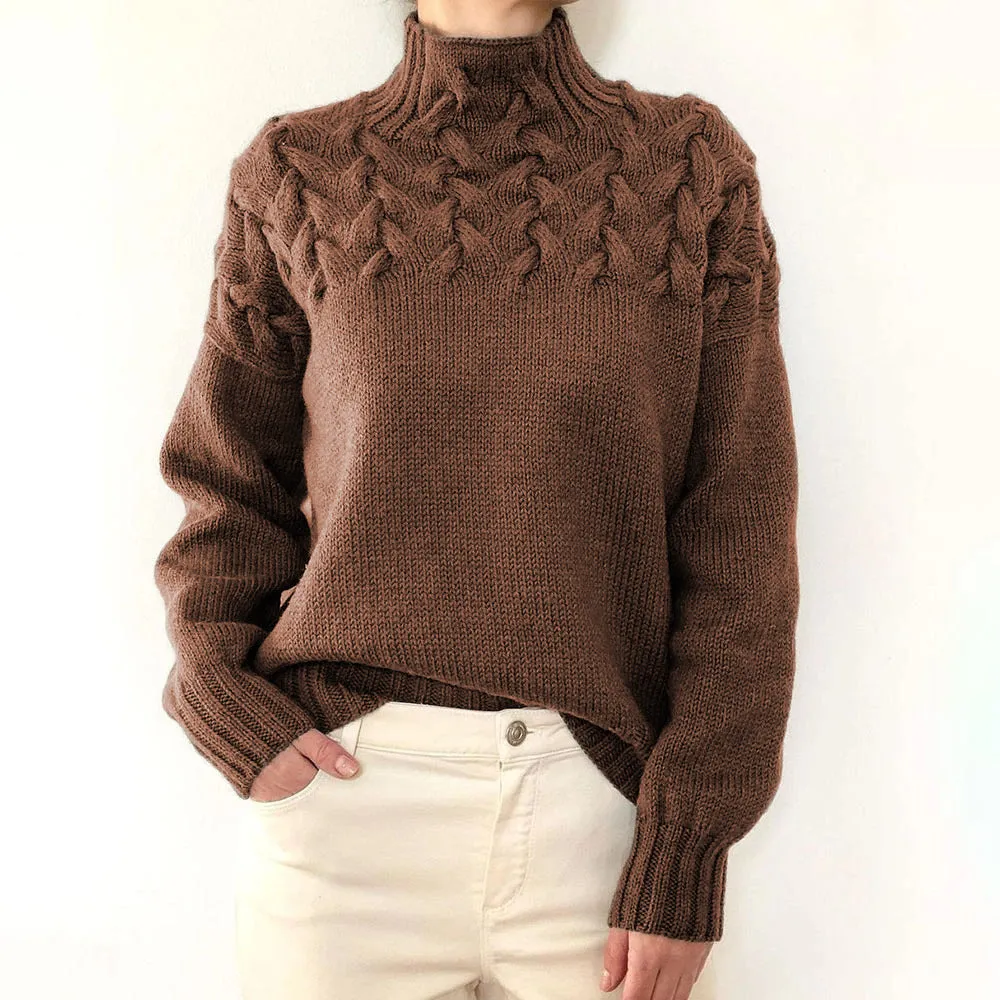 Fashion Cable Braided Turtleneck Sweater