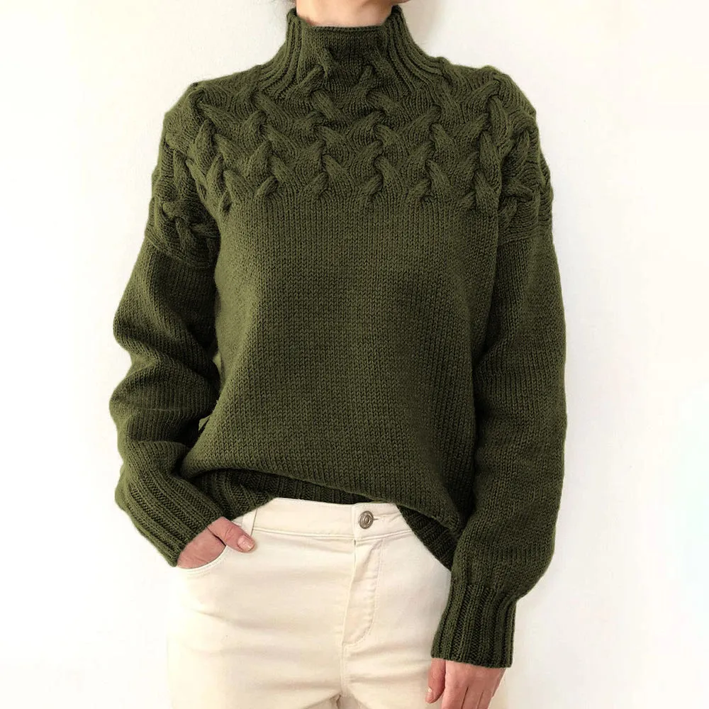 Fashion Cable Braided Turtleneck Sweater