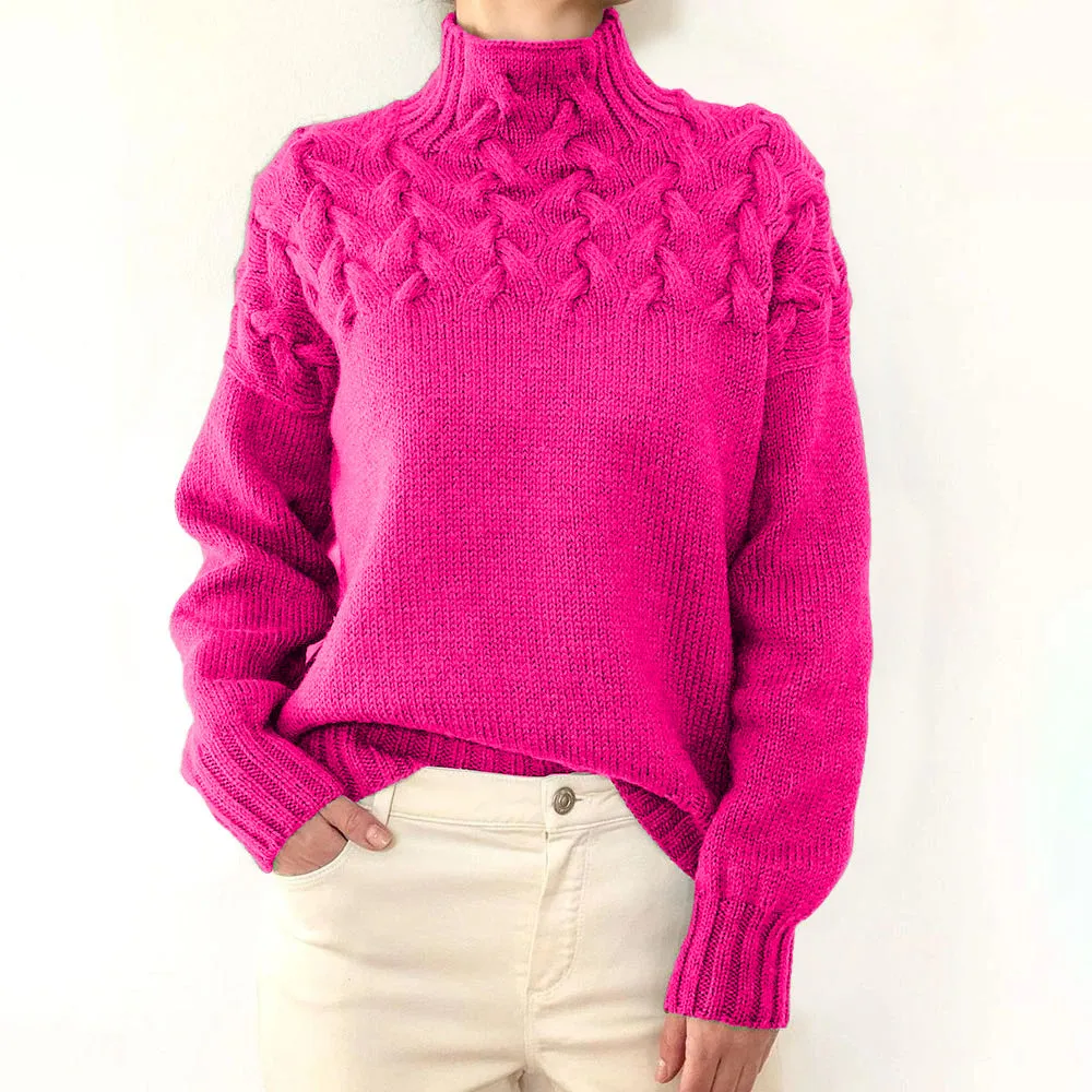 Fashion Cable Braided Turtleneck Sweater