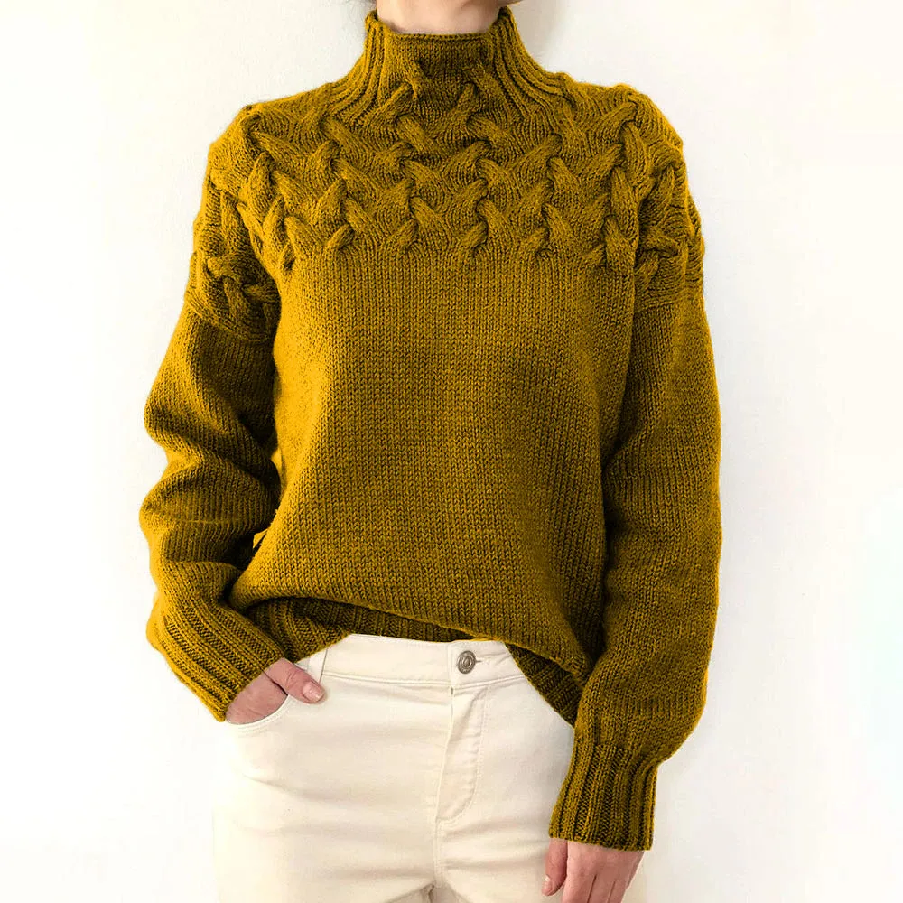 Fashion Cable Braided Turtleneck Sweater