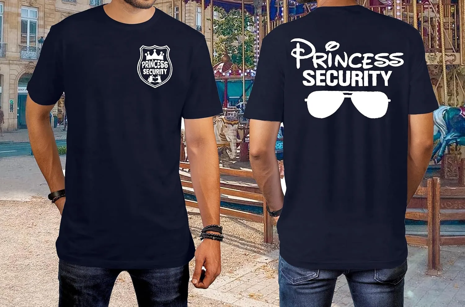 FRYAID Princess Security Team Shirt Men Magical T-Shirt Magic Kingdom Tees Dad Birthday Party Family Trip Short Sleeve Tops
