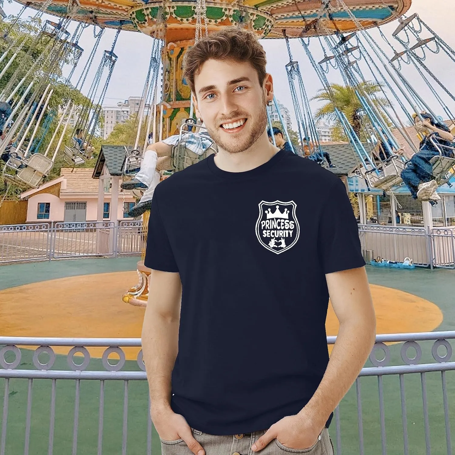 FRYAID Princess Security Team Shirt Men Magical T-Shirt Magic Kingdom Tees Dad Birthday Party Family Trip Short Sleeve Tops