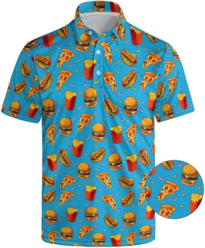 Funny Polo Shirt for Men Fashion Print Short Sleeve Golf Polos Shirts Quick Dry Performance Summer Shirt Golf Outfits