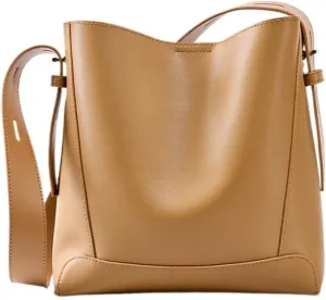Genuine Leather Large Capacity Hobo Shoulder Bucket Bag for Women Versatile Crossbody Totes Commuting Casual Stylish