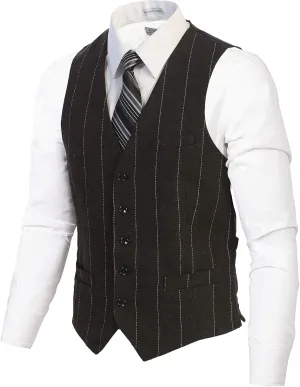 Gioberti Men's 5 Button Slim Fit Formal Herringbone Tweed Suit Vest