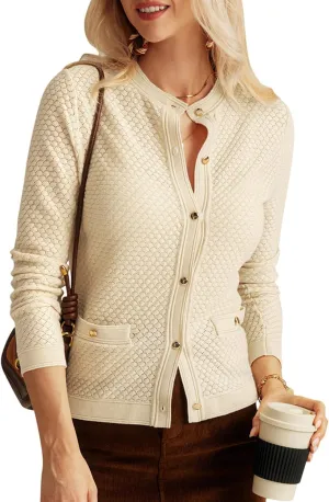 GRACE KARIN Womens 2024 Cardigan Sweaters Dressy Long Sleeve Button Down Sweater Jacket Open Front Sweater with Pockets