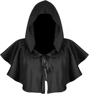 Halloween Costume Womens Mens Cape with Hood Short Cloak Vintage Shawl Wraps Medieval Knight Cosplay Outfits