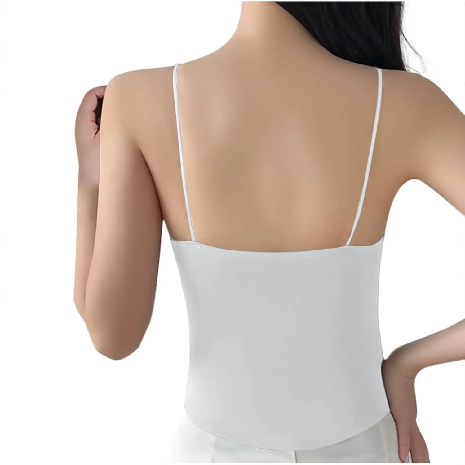 HGps8w Women's Built in Bra Camisole Sexy Spaghetti Strap Tank Tops Bandeau Workout Yoga Undershirts