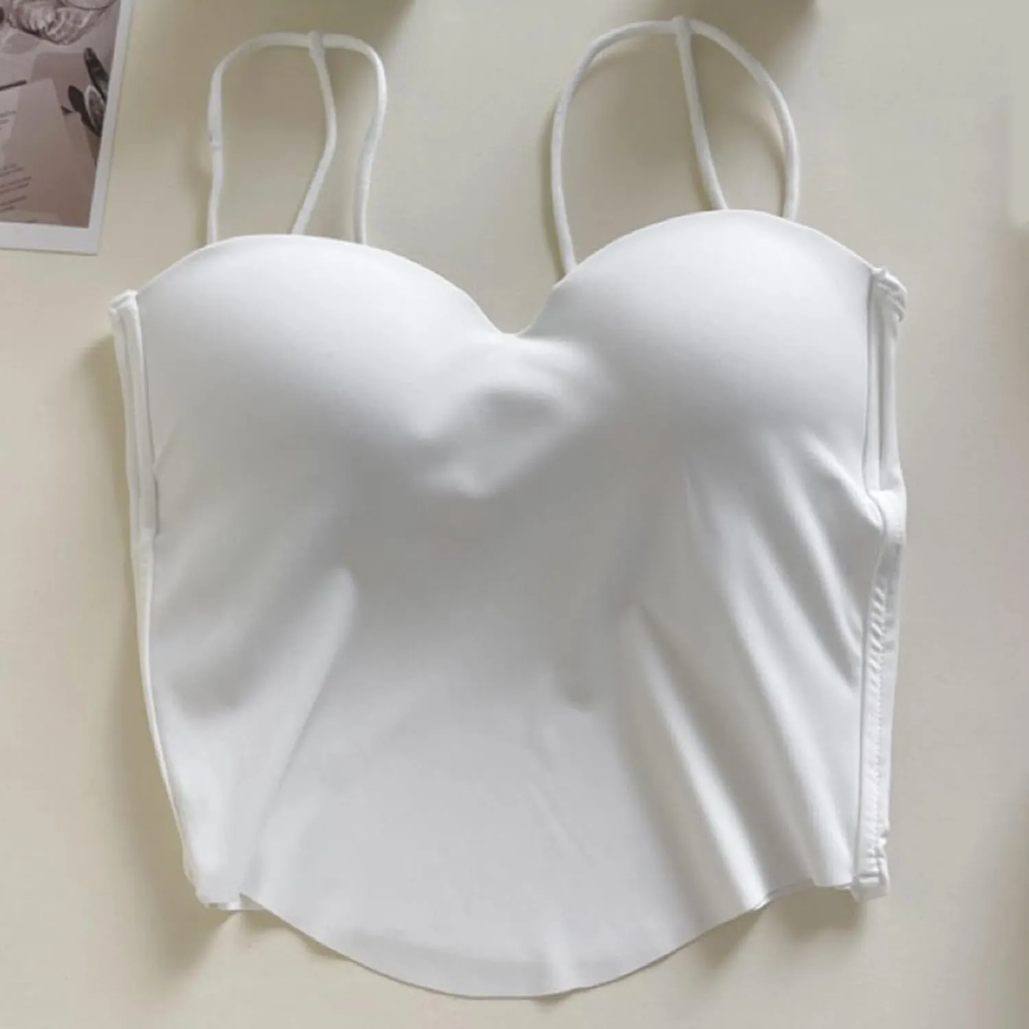 HGps8w Women's Built in Bra Camisole Sexy Spaghetti Strap Tank Tops Bandeau Workout Yoga Undershirts