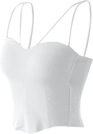 HGps8w Women's Built in Bra Camisole Sexy Spaghetti Strap Tank Tops Bandeau Workout Yoga Undershirts