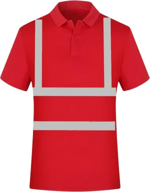 High Visibility Shirts for Men Quick Dry Safety T Shirts with Reflective Strips Short Sleeve Mesh Hi Vis Work Tops