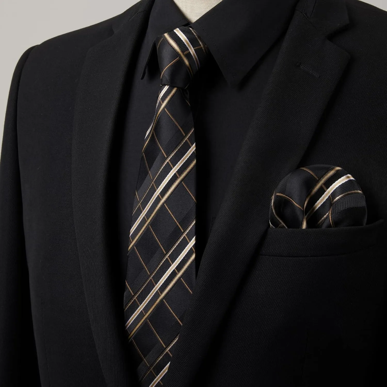 HISDERN Mens Dress Shirt and Tie Handkerchief Set Classic Long Sleeve Shirts Matching Ties Formal Button Down Shirts