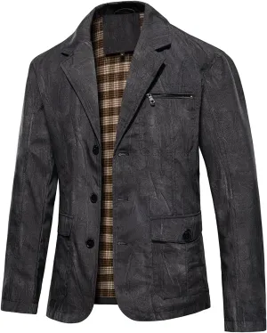 HOOD CREW Mens Casual Blazer Vintage Sports Coat Button Up Lightweight Business Suit Jackets with Pockets