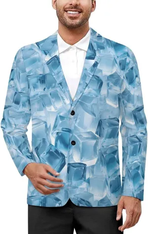 Ice Cubes Men's Classic Fit Suit Novelty Patterned Casual Stylish Two Button Blazer