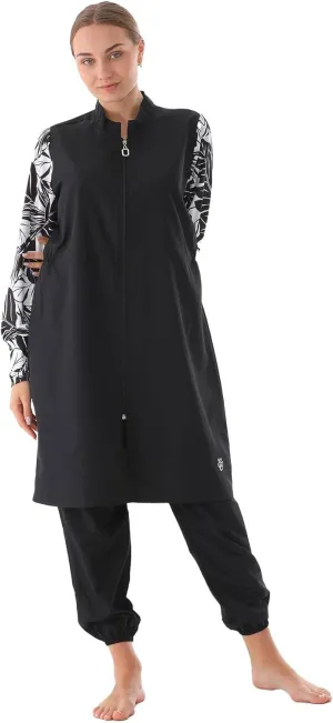 Islamic Long Sleeve Swimsuits for Women Modest Muslim 4 PCS | Full Cover Rash Guard Burkini | Arabic Swimwear