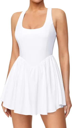 IUGA Tennis Dress with Built in Shorts and Bra Adjustable Straps Athletic Dress for Women Summer Golf Active Workout Dress