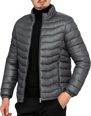 JEsilunmaMY Men's Warm Cropped Down Jacket Lightweight Stand Collar Packable Puffer Jacket Fall Winter Padded Cotton Coat