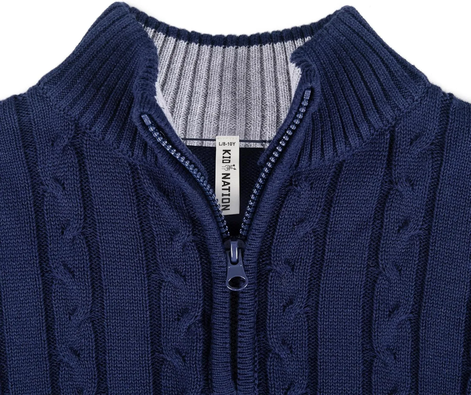 Kid Nation Boys Sweater 100% Cotton Quarter Zip Sweater Kids Cable Knit Casual Pullover (Previously Amazon Essentials)