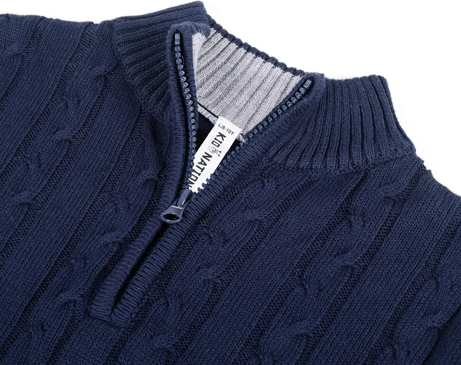 Kid Nation Boys Sweater 100% Cotton Quarter Zip Sweater Kids Cable Knit Casual Pullover (Previously Amazon Essentials)