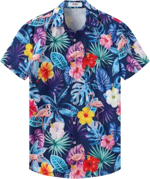 KYKU Hawaiian Shirt for Men: Beach Vacation Summer Short Sleeve Button Down Mens Shirts Casual Stylish