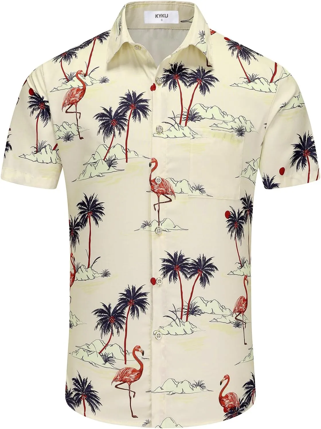 KYKU Hawaiian Shirt for Men: Beach Vacation Summer Short Sleeve Button Down Mens Shirts Casual Stylish