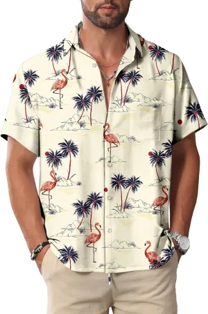 KYKU Hawaiian Shirt for Men: Beach Vacation Summer Short Sleeve Button Down Mens Shirts Casual Stylish