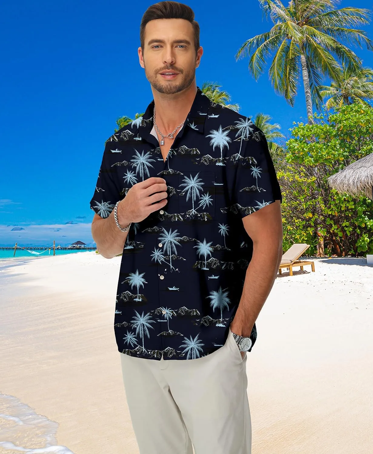 KYKU Hawaiian Shirt for Men: Beach Vacation Summer Short Sleeve Button Down Mens Shirts Casual Stylish
