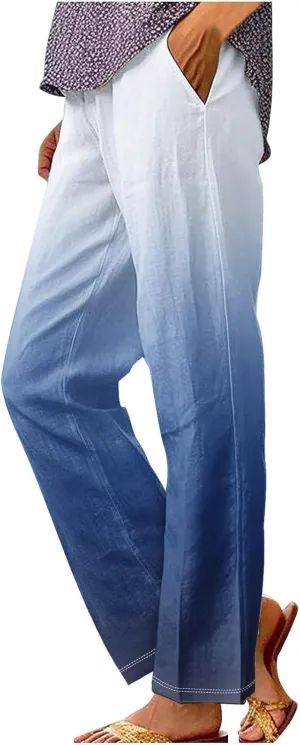 Ladies Wide Legged Linen Pants Spring Womens Linen Work Pants Womens Pants Summer Romper