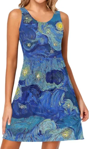 Laprad Women's Summer Dresses Beach Casual Sleeveless Tank Loose Sundress with Pocket