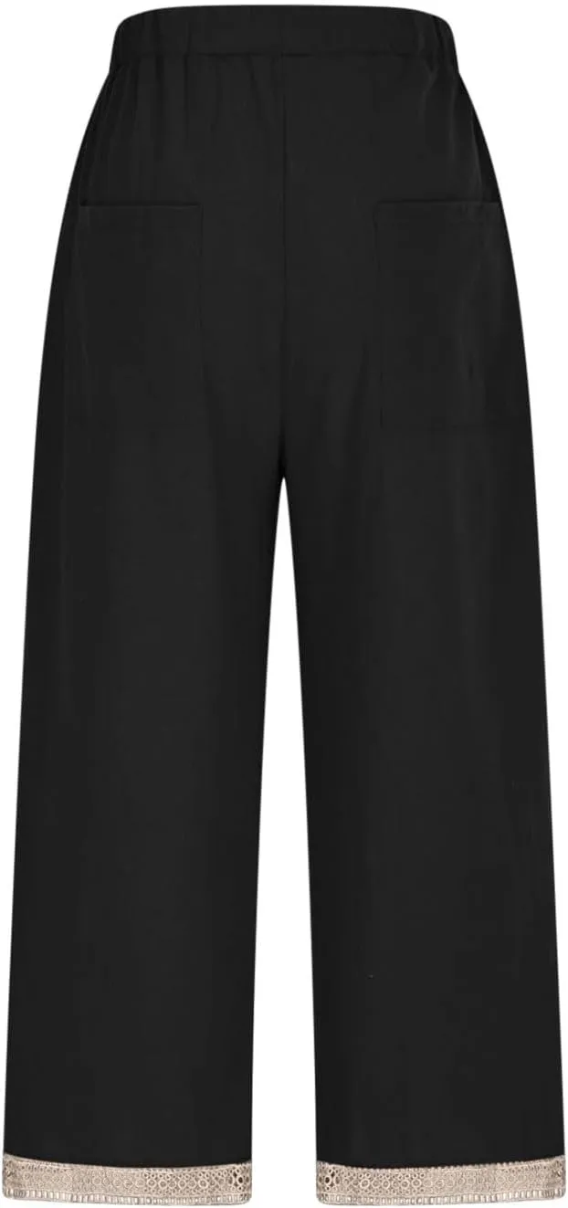 Lastesso Linen Pants Women Casual High Waist Cotton Summer Comfy Slacks Lightweight Vacation Hawaii Trousers with Pockets