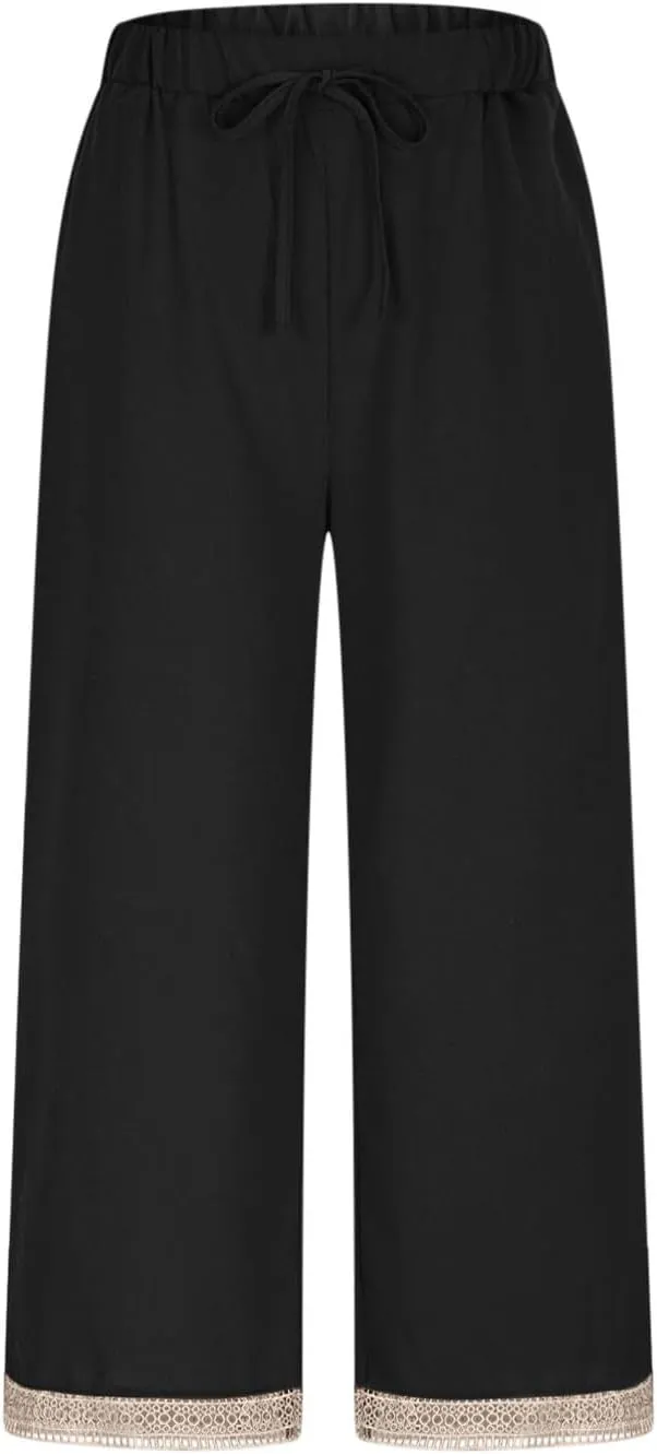 Lastesso Linen Pants Women Casual High Waist Cotton Summer Comfy Slacks Lightweight Vacation Hawaii Trousers with Pockets