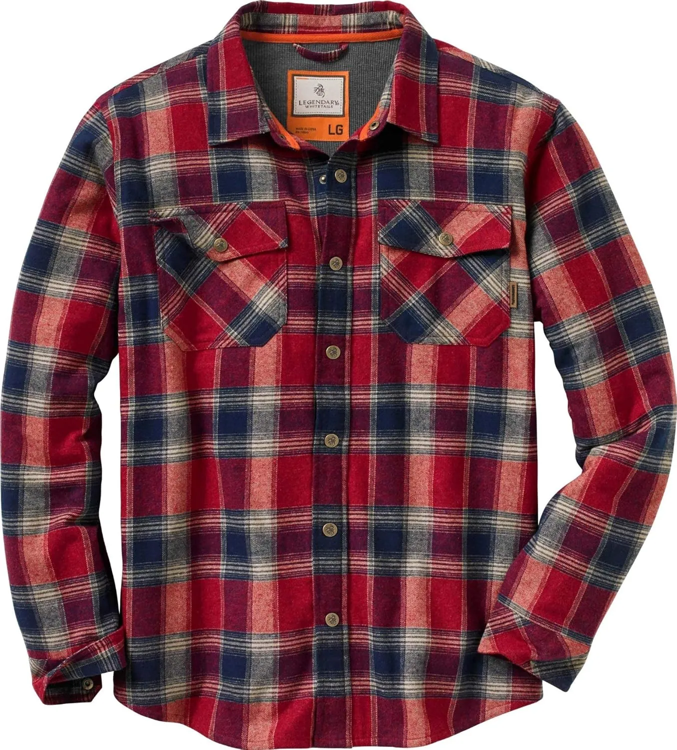 Legendary Whitetails Archer Flannel Thermal Lined Shirt Jacket for Men, Quilted Insulated Plaid Work Outerwear Coat