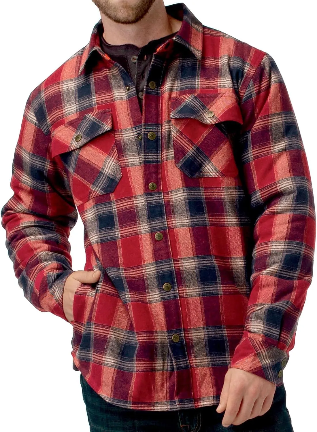 Legendary Whitetails Archer Flannel Thermal Lined Shirt Jacket for Men, Quilted Insulated Plaid Work Outerwear Coat