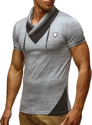 Leif Nelson Men's Summer t-Shirt Stand-up Collar Slim fit Casual Cotton LN805