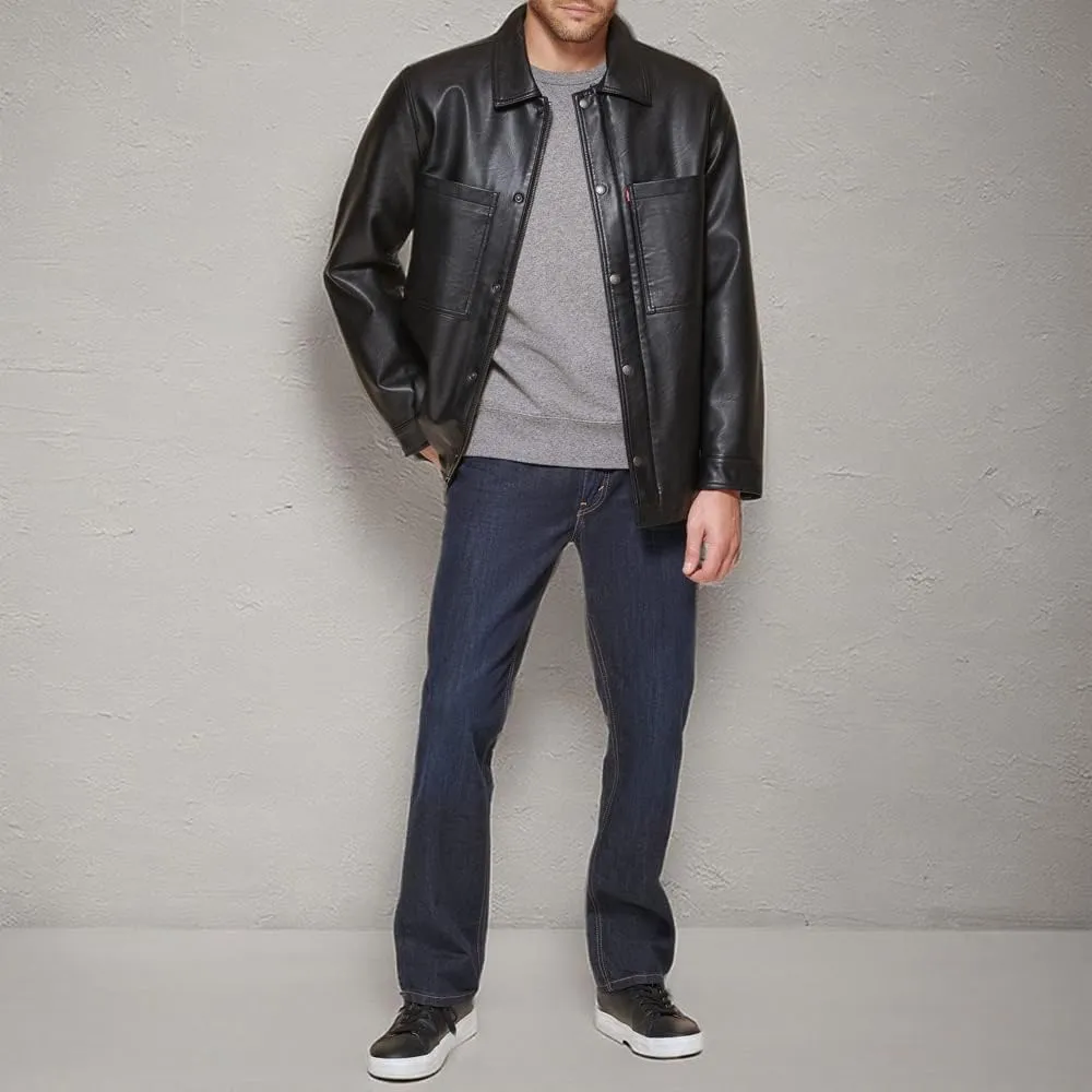 Levi's Men's Faux Leather Oversized Shirt Jacket