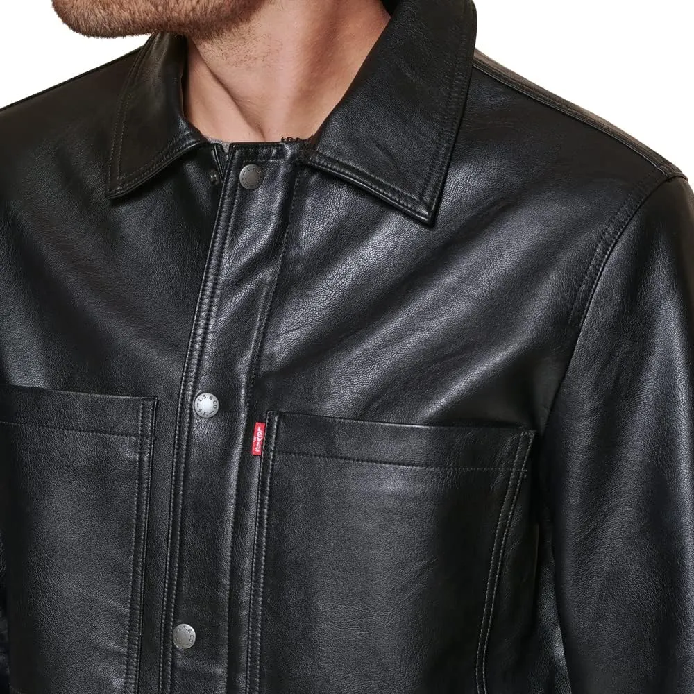 Levi's Men's Faux Leather Oversized Shirt Jacket