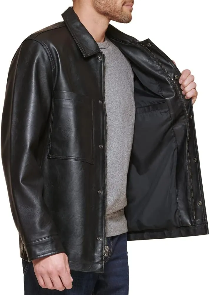 Levi's Men's Faux Leather Oversized Shirt Jacket