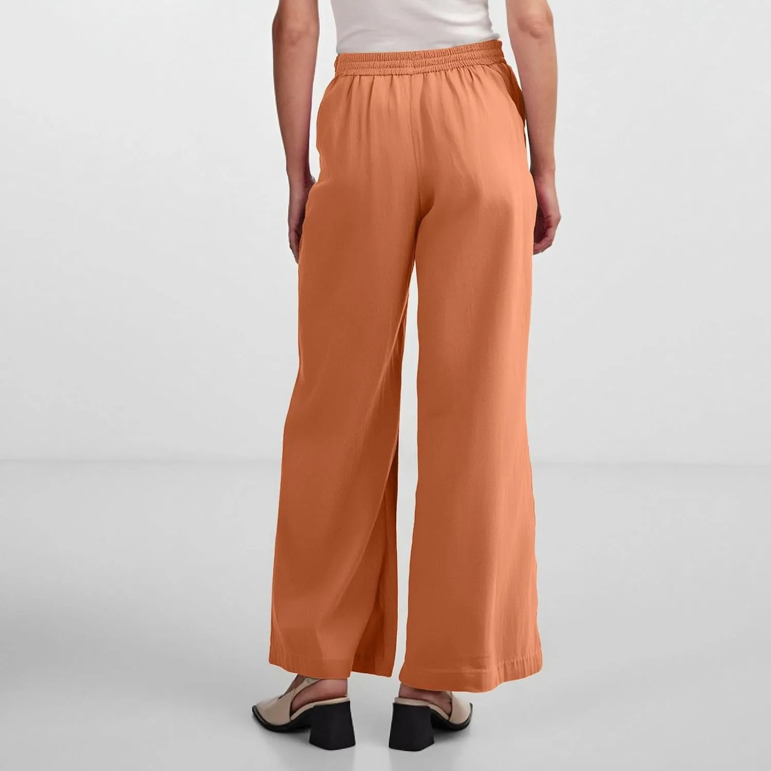 Linen Cotton Cargo Pants Trousers High Waisted Straight Leg Summer, Pull On Pants for Women Dressy Palazzo