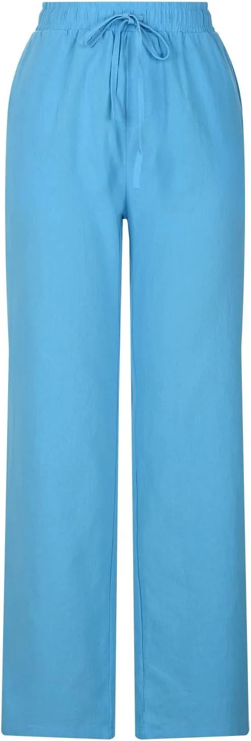 Linen Pants for Men 2023 Casual Stylish Drawstring Cotton Trousers Regular Fit Elastic Waist Solid Straight Legs