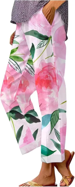 Linen Pants Petite Women Slim Spring Drawstring Scrub Pants for Women Petite Flowy Pants Petite Length