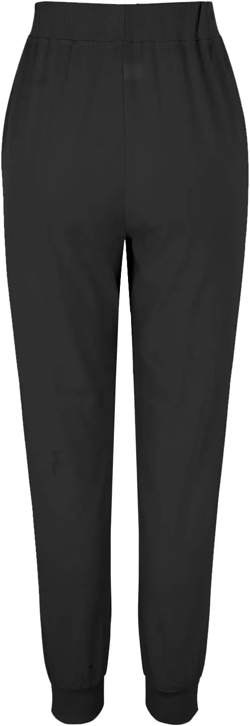 Linen Pants Women Jogger Pants Tapered Leg Summer Casual Drawstring Elastic Waist Lightweight Joggers with Pockets