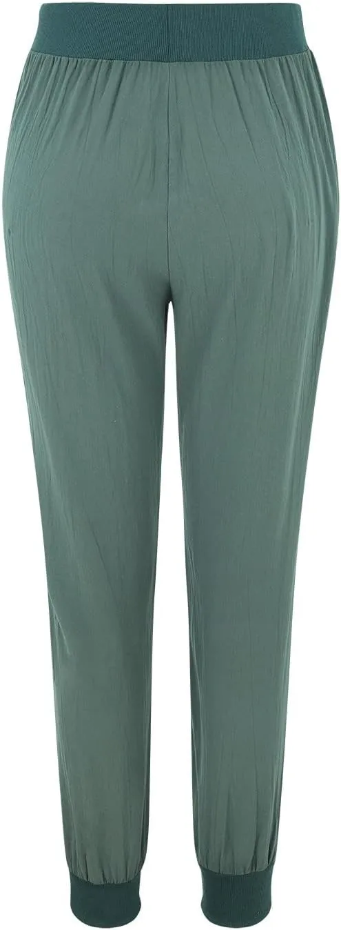 Linen Pants Women Jogger Pants Tapered Leg Summer Casual Drawstring Elastic Waist Lightweight Joggers with Pockets