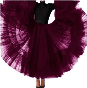 Lisong Women Maxi Long Puffy Layered Tulle Night Out Tutu Skirt
